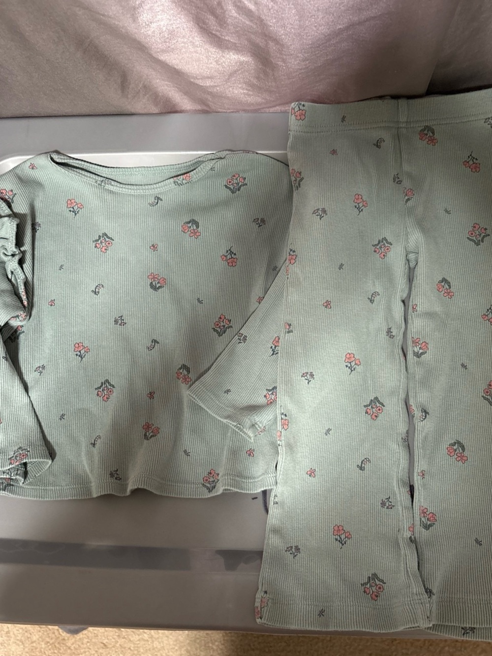Carter's Mint Green Floral Ribbed